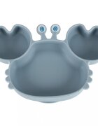 Ikonka Set complet de hranire copii cu 9 piese din silicon pentru diversificare hrana bleumarin Crab