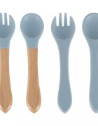 Ikonka Set complet de hranire copii cu 9 piese din silicon pentru diversificare hrana bleumarin Crab