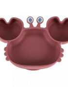 Ikonka Set complet de hranire copii cu 9 piese din silicon pentru diversificare hrana pink Crab