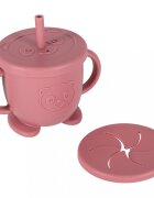 Ikonka Set complet de hranire copii cu 9 piese din silicon pentru diversificare hrana pink Crab