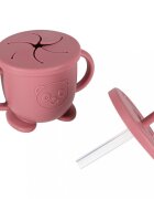 Ikonka Set complet de hranire copii cu 9 piese din silicon pentru diversificare hrana pink Crab