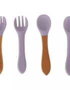 Ikonka Set complet de hranire copii cu 9 piese din silicon pentru diversificare hrana Purple Crab