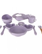 Ikonka Set complet de hranire copii cu 9 piese din silicon pentru diversificare hrana Purple Crab