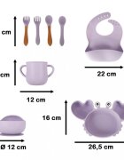 Ikonka Set complet de hranire copii cu 9 piese din silicon pentru diversificare hrana Purple Crab