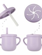 Ikonka Set complet de hranire copii cu 9 piese din silicon pentru diversificare hrana Purple Crab