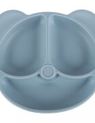 Ikonka Set complet de hranire copii pentru diversificare hrana 8 piese din silicon cu fixare in ventuze blue Teddy
