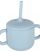 Ikonka Set complet de hranire copii pentru diversificare hrana 8 piese din silicon cu fixare in ventuze blue Teddy
