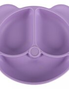 Ikonka Set complet de hranire copii pentru diversificare hrana 8 piese din silicon cu fixare in ventuze purple Teddy