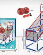 Ikonka Set cos de baschet portabil pentru copii cu panou plasa rezistenta include 2 mingi si pompa dimensiune 58 x 47 x 140 cm