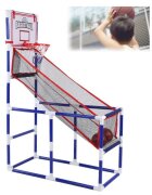 Ikonka Set cos de baschet portabil pentru copii cu panou plasa rezistenta include 2 mingi si pompa dimensiune 58 x 47 x 140 cm