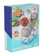 Ikonka Set cos de baschet portabil pentru copii cu panou plasa rezistenta include 2 mingi si pompa dimensiune 58 x 47 x 140 cm