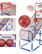 Ikonka Set cos de baschet portabil pentru copii cu panou plasa rezistenta include 2 mingi si pompa dimensiune 58 x 47 x 140 cm
