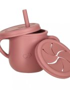 Ikonka Set diversificare hrana bebelusi cu 9 elemente din silicon flexibile fara BPA dark pink Squirrel