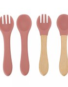 Ikonka Set diversificare hrana bebelusi pink Crab realizate din silicon cu 19 elemente
