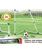 Ikonka Set Poarta de fotbal pentru copii 2 in 1 cu Minge si Pompa incluse dimensiune 185 x 120 x 70 cm