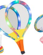 Ikonka Set rachete iluminate de tenis cu minge si fluturas