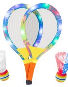 Ikonka Set rachete iluminate de tenis cu minge si fluturas