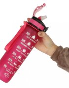 Ikonka Sticla de apa gradata pentru sport pink capacitate 1L