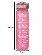 Ikonka Sticla de apa gradata pentru sport pink capacitate 1L