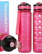 Ikonka Sticla de apa gradata pentru sport pink capacitate 1L