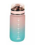 Ikonka Sticla de apa motivationala bluepink cu marcaje de timp si volum capac anti-scurgere capacitate 600 ml