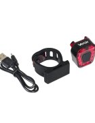 Ikonka Stop bicicleta cu LED incarcare USB rezistenta la apa 100 lumeni Rosu