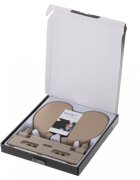 Ikonka Suport tetiera auto pentru copii pentru sustine cap si gat echipat cu doua brate independente ce pot fi ridicate sau coborate la 180 grade dimensiunea universala 26 x 22 x 23 cm piele ecologica Beige