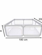 Ikonka Tarc de joaca pentru copii Grey intrare laterala prevazuta cu fermoar buzunar exterior pentru depozitare accesorii dimensiune 180 x 200 cm