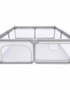 Ikonka Tarc de joaca pentru copii Grey intrare laterala prevazuta cu fermoar buzunar exterior pt depozitare accesorii dimensiune 150 x 200 cm