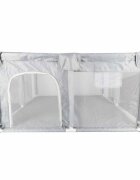 Ikonka Tarc de joaca pentru copii prevazut cu fereastra de acces cu fermoar cadru din otel asamblare simpla dimensiune 120 x 120 cm Grey