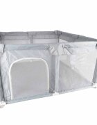Ikonka Tarc de joaca pentru copii prevazut cu fereastra de acces cu fermoar cadru din otel asamblare simpla dimensiune 120 x 120 cm Grey