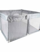 Ikonka Tarc de joaca pentru copii prevazut cu fereastra de acces cu fermoar cadru din otel asamblare simpla dimensiune 120 x 120 cm Grey