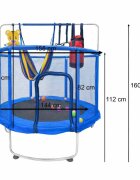 Ikonka Trambulina pentru copii Blue cu set complet de accesorii include cos de baschet minge hamac diametru 155 cm pana la 150 kg