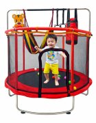 Ikonka Trambulina pentru copii Red cu set complet de accesorii include cos de baschet minge hamac diametru 155 cm pana la 150 kg