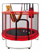 Ikonka Trambulina pentru copii Red cu set complet de accesorii include cos de baschet minge hamac diametru 155 cm pana la 150 kg