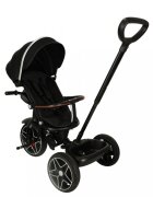 Ikonka Tricicleta pentru copii Trike Fix Elite Black din otel cu sezut reversibil spatar ajustabil bara reglabila copertina cu efecte luminoase si sonore varsta 2-6 ani