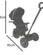 Ikonka Tricicleta pentru copii Trike Fix Elite Black din otel cu sezut reversibil spatar ajustabil bara reglabila copertina cu efecte luminoase si sonore varsta 2-6 ani