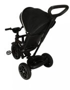 Ikonka Tricicleta pentru copii Trike Fix Elite Black din otel cu sezut reversibil spatar ajustabil bara reglabila copertina cu efecte luminoase si sonore varsta 2-6 ani