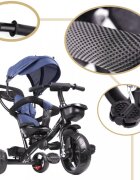 Ikonka Tricicleta pentru copii Trike Fix Lite Blue cu scaun rotativ 360 sistem roata libera roti cauciuc EVA suport pentru picioare maner cu control al directiei si frana pe rotile din spate