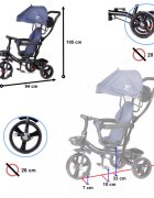 Ikonka Tricicleta pentru copii Trike Fix Lite Blue cu scaun rotativ 360 sistem roata libera roti cauciuc EVA suport pentru picioare maner cu control al directiei si frana pe rotile din spate