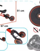 Ikonka Tricicleta pentru copii Trike Fix Red cu pedale 3 in 1 ghidon si sa reglabile cadru din otel roti din spuma pentru copii cu varsta cuprinsa intre 15 si 4 ani si 30kg