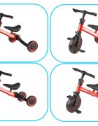 Ikonka Tricicleta pentru copii Trike Fix Red cu pedale 3 in 1 ghidon si sa reglabile cadru din otel roti din spuma pentru copii cu varsta cuprinsa intre 15 si 4 ani si 30kg