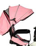 Ikonka Tricicleta pentru copii Trike Fix V3 Pink cu scaun rotativ 360 si control parental pozitie somn suport picioare amortizor spate 2 seturi suport picioruse Roti cauciuc EVA