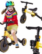 Ikonka Tricicleta pentru copii Trike Fix Yellow cu pedale 3 in 1 ghidon si sa reglabile cadru din otel roti din spuma pentru copii cu varsta cuprinsa intre 15 si 4 ani si 30kg