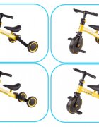 Ikonka Tricicleta pentru copii Trike Fix Yellow cu pedale 3 in 1 ghidon si sa reglabile cadru din otel roti din spuma pentru copii cu varsta cuprinsa intre 15 si 4 ani si 30kg