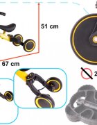 Ikonka Tricicleta pentru copii Trike Fix Yellow cu pedale 3 in 1 ghidon si sa reglabile cadru din otel roti din spuma pentru copii cu varsta cuprinsa intre 15 si 4 ani si 30kg