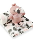 Infancie Set cadou bebelusi cu paturica si jucarie de plus flamingo