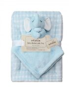 Infancie Set cadou pentru bebelusi cu paturica din fleece si jucarie elefantel bleu