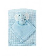 Infancie Set cadou pentru bebelusi cu paturica din fleece si jucarie elefantel bleu