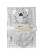 Infancie Set cadou pentru bebelusi cu paturica din fleece si jucarie ursulet gri